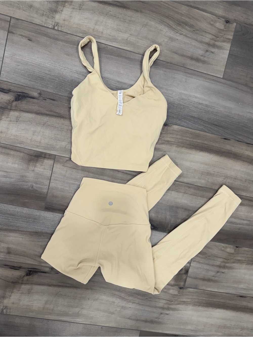 lululemon athletica Soft Cream High-Waist Leggings & Crop Tank top